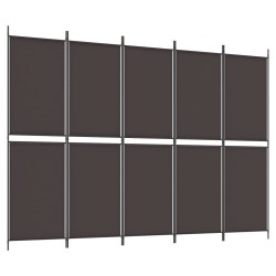 vidaXL Biombo divisor de 5 paneles de tela marrón 250x180 cm