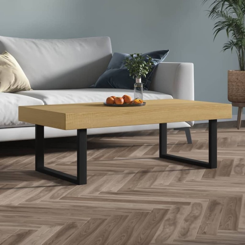 vidaXL Mesa de centro MDF y hierro marrón claro y negro 120x60x40 cm vidaXL Mesa de centro MDF y hierro marrón claro y negro 120x60x40 cm