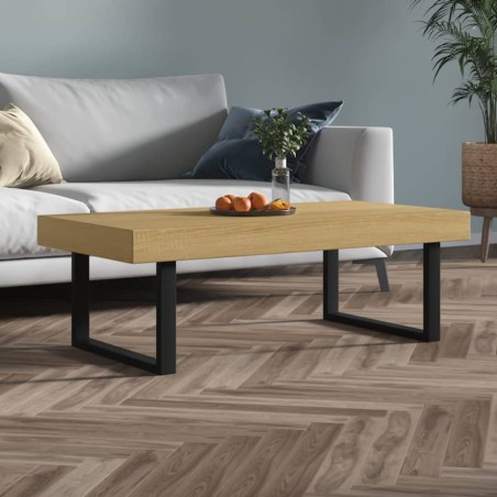 vidaXL Mesa de centro MDF y hierro marrón claro y negro 120x60x40 cm