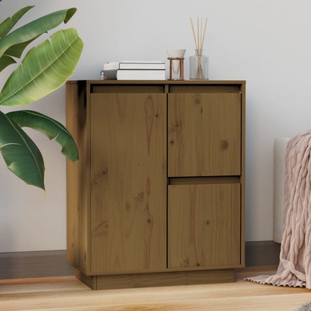 vidaXL Aparador de madera maciza de pino marrón miel 60x34x75 cm