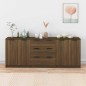 vidaXL Aparador de 3 piezas madera contrachapada marrón roble vidaXL Aparador de 3 piezas madera contrachapada marrón roble