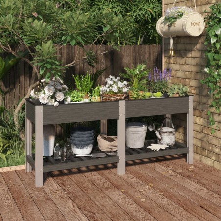 vidaXL Arriate de jardín con estante WPC gris 175x50x75 cm
