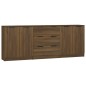 vidaXL Aparador de 3 piezas madera contrachapada marrón roble vidaXL Aparador de 3 piezas madera contrachapada marrón roble