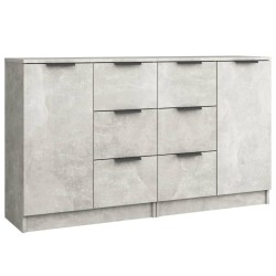 vidaXL Aparadores 2 uds madera contrachapada gris hormigón 60x30x70 cm