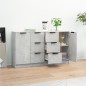 vidaXL Aparadores 2 uds madera contrachapada gris hormigón 60x30x70 cm