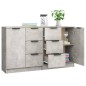 vidaXL Aparadores 2 uds madera contrachapada gris hormigón 60x30x70 cm