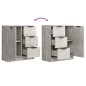 vidaXL Aparadores 2 uds madera contrachapada gris hormigón 60x30x70 cm
