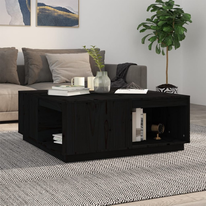 vidaXL Mesa de centro madera maciza de pino negro 100x101x40,5 cm