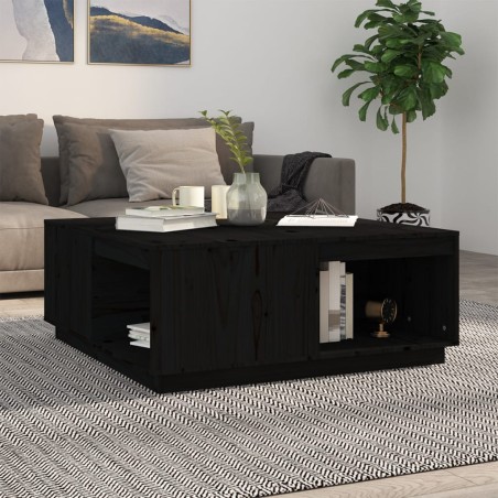 vidaXL Mesa de centro madera maciza de pino negro 100x101x40,5 cm