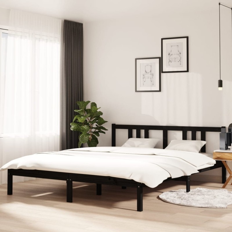 vidaXL Estructura de cama de madera maciza negra 160x200 cm vidaXL Estructura de cama de madera maciza negra 160x200 cm