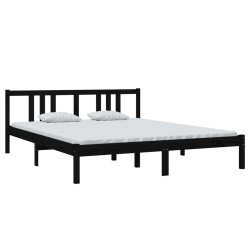 vidaXL Estructura de cama de madera maciza negra 160x200 cm