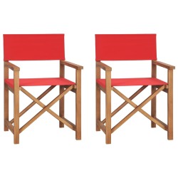 vidaXL Sillas de director plegables 2 unidades madera maciza teca rojo