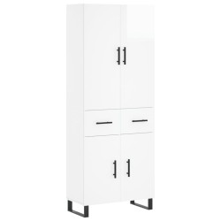 vidaXL Aparador alto madera contrachapada blanco brillo 69,5x34x180 cm