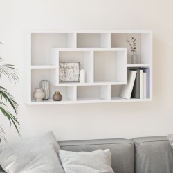 vidaXL Estantería de pared con 8 compartimentos blanco brillante