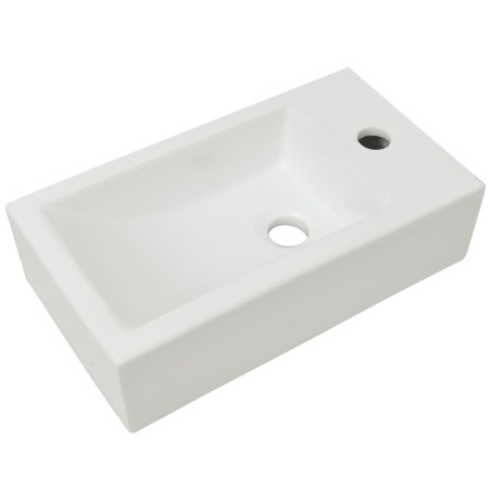 vidaXL Lavabo con agujero grifo rectangular cerámica 46x25,5x12 blanco