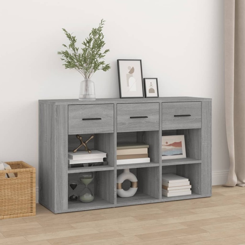 vidaXL Aparador de madera contrachapada gris Sonoma 100x30x59,5 cm