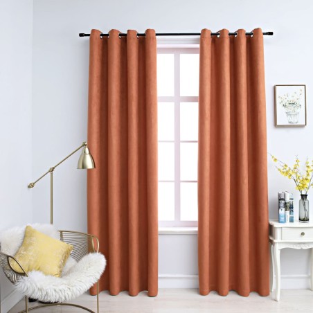 vidaXL Cortinas opacas y aros de metal 2 piezas color óxido 140x245 cm