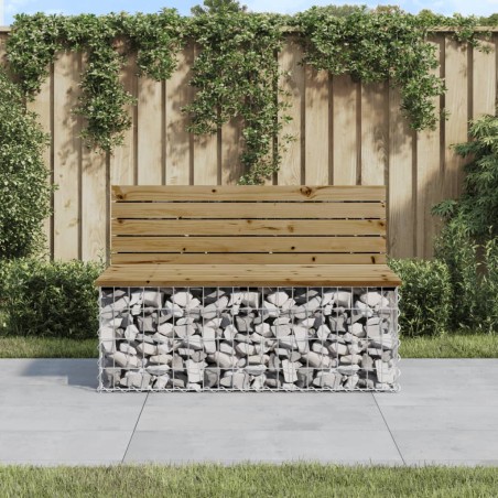 vidaXL Banco jardín diseño gaviones madera pino impregnada 103x70x65cm