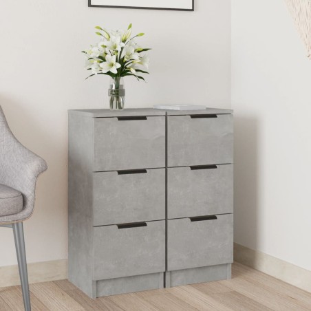 vidaXL Aparador 2 uds madera contrachapada gris hormigón 30x30x70 cm