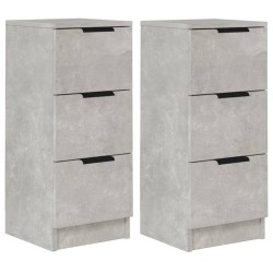 vidaXL Aparador 2 uds madera contrachapada gris hormigón 30x30x70 cm