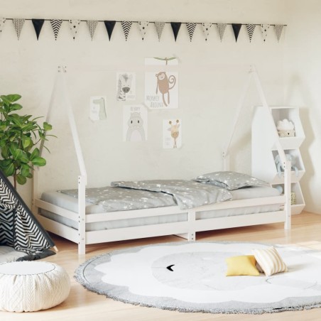 vidaXL Estructura de cama para niños madera de pino blanco 90x190 cm