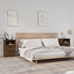 vidaXL Mesitas de noche 2 uds madera contrachapada color roble marrón