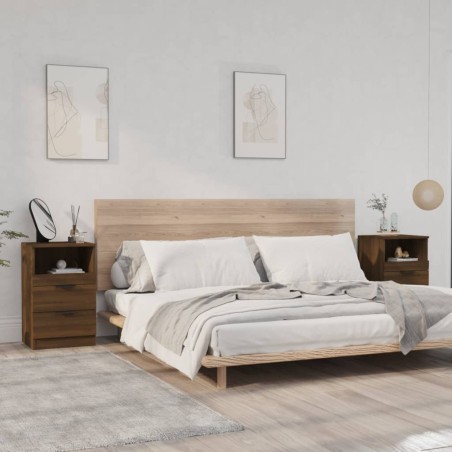 vidaXL Mesitas de noche 2 uds madera contrachapada color roble marrón