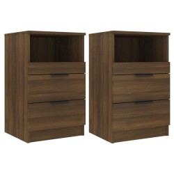 vidaXL Mesitas de noche 2 uds madera contrachapada color roble marrón