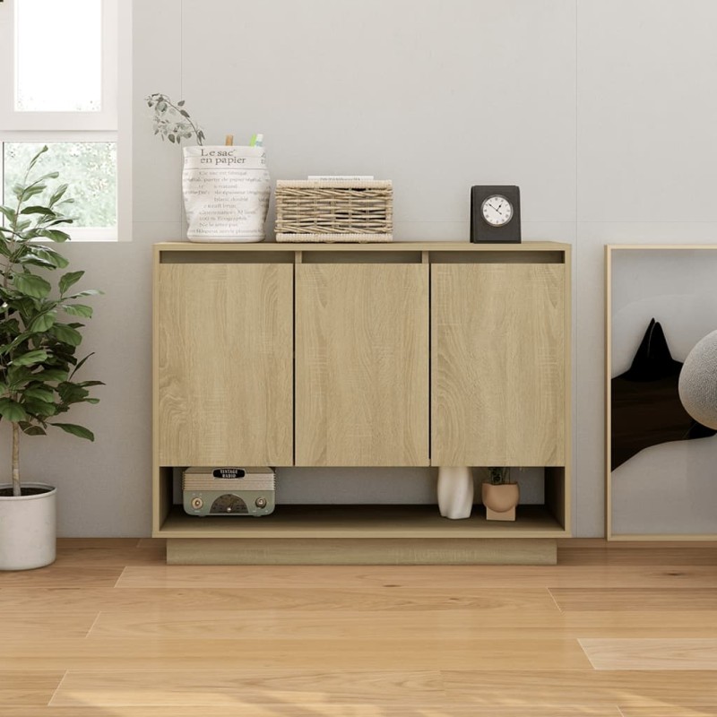 vidaXL Aparador de madera contrachapada roble Sonoma 97x31x75 cm vidaXL Aparador de madera contrachapada roble Sonoma 97x31x75 cm