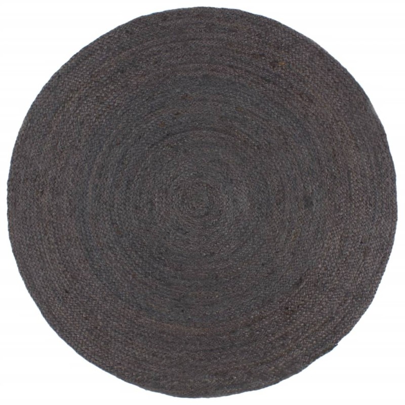 vidaXL Alfombra de yute tejida a mano redonda gris oscuro 210 cm vidaXL Alfombra de yute tejida a mano redonda gris oscuro 210 cm