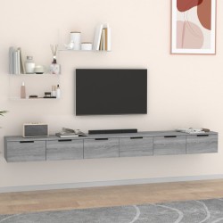 vidaXL Armarios de pared 2 uds contrachapada gris sonoma 102x30x20 cm