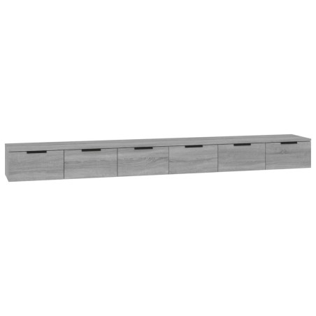 vidaXL Armarios de pared 2 uds contrachapada gris sonoma 102x30x20 cm