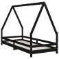 vidaXL Estructura de cama para niños madera de pino negro 90x200 cm vidaXL Estructura de cama para niños madera de pino negro 90x200 cm