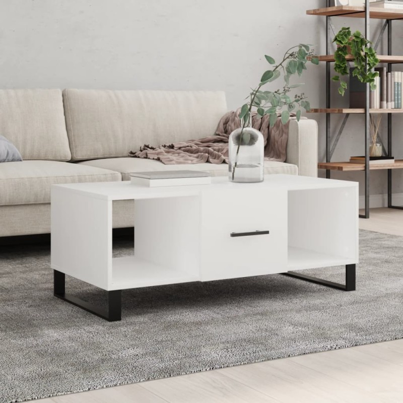 vidaXL Mesa de centro madera contrachapada blanco 102x50x40 cm