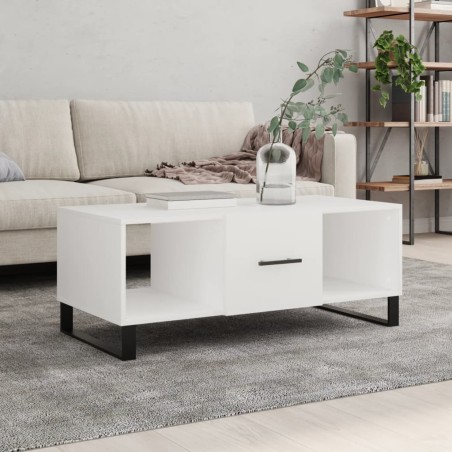 vidaXL Mesa de centro madera contrachapada blanco 102x50x40 cm