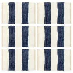 vidaXL Manteles individuales 6 uds Chindi a rayas azul blanco 30x45 cm