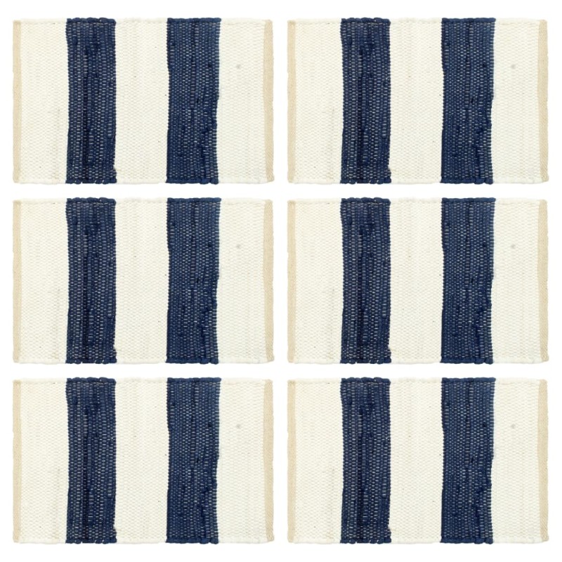 vidaXL Manteles individuales 6 uds Chindi a rayas azul blanco 30x45 cm vidaXL Manteles individuales 6 uds Chindi a rayas azul blanco 30x45 cm
