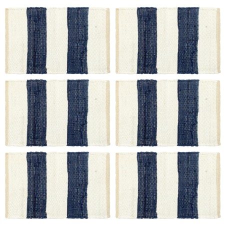 vidaXL Manteles individuales 6 uds Chindi a rayas azul blanco 30x45 cm