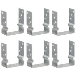 vidaXL Anclajes de valla 6 uds acero galvanizado plateado 12x6x15 cm