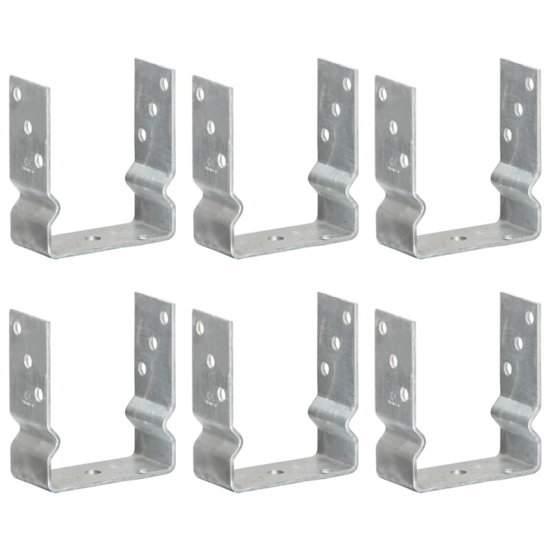 vidaXL Anclajes de valla 6 uds acero galvanizado plateado 12x6x15 cm