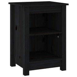 vidaXL Mesita de noche madera maciza de pino negro 40x35x55 cm
