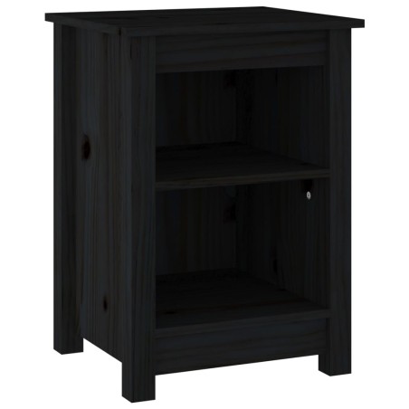 vidaXL Mesita de noche madera maciza de pino negro 40x35x55 cm