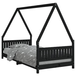 vidaXL Estructura de cama para niños madera de pino negro 90x200 cm