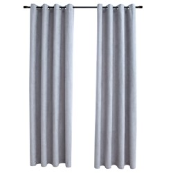 vidaXL Cortinas opacas con anillas de metal 2 piezas gris 140x245 cm