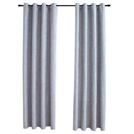 vidaXL Cortinas opacas con anillas de metal 2 piezas gris 140x245 cm