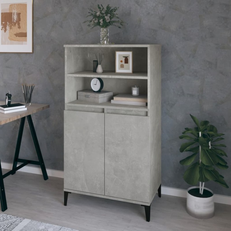 vidaXL Aparador alto madera contrachapada gris hormigón 60x36x110 cm vidaXL Aparador alto madera contrachapada gris hormigón 60x36x110 cm