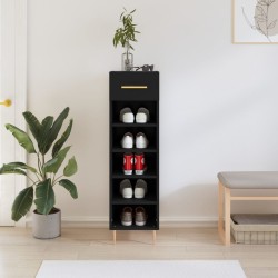 vidaXL Zapatero madera de ingeniería negro 30x35x105 cm