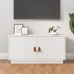 vidaXL Mueble de TV de madera maciza de pino blanco 80x34x40 cm