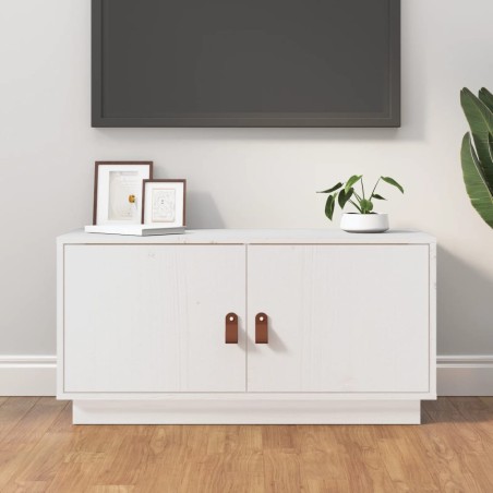 vidaXL Mueble de TV de madera maciza de pino blanco 80x34x40 cm