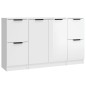 vidaXL Aparadores 3 uds madera contrachapada blanco brillo vidaXL Aparadores 3 uds madera contrachapada blanco brillo